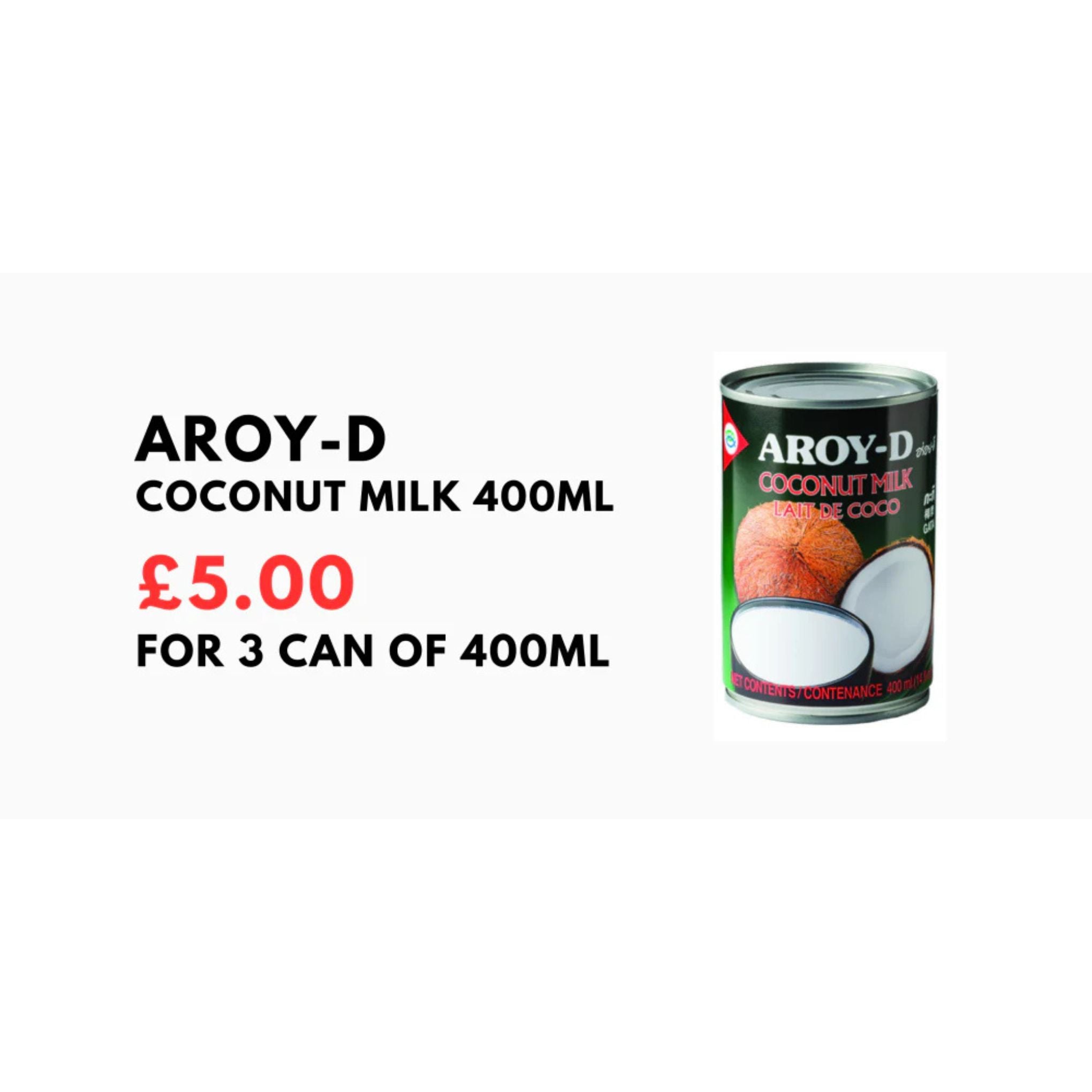3x AROY D - Coconut Milk - 400ml