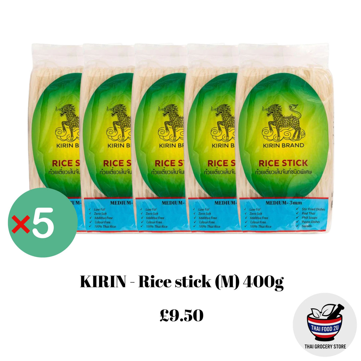 5x Kirin - Rice Stick (M) (3mm) - 400g – Thai Food 2U