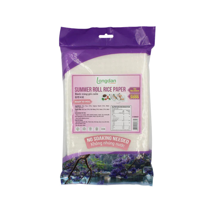 Longdan - Summer Roll Rice Paper (22cm) (Square) - 500g