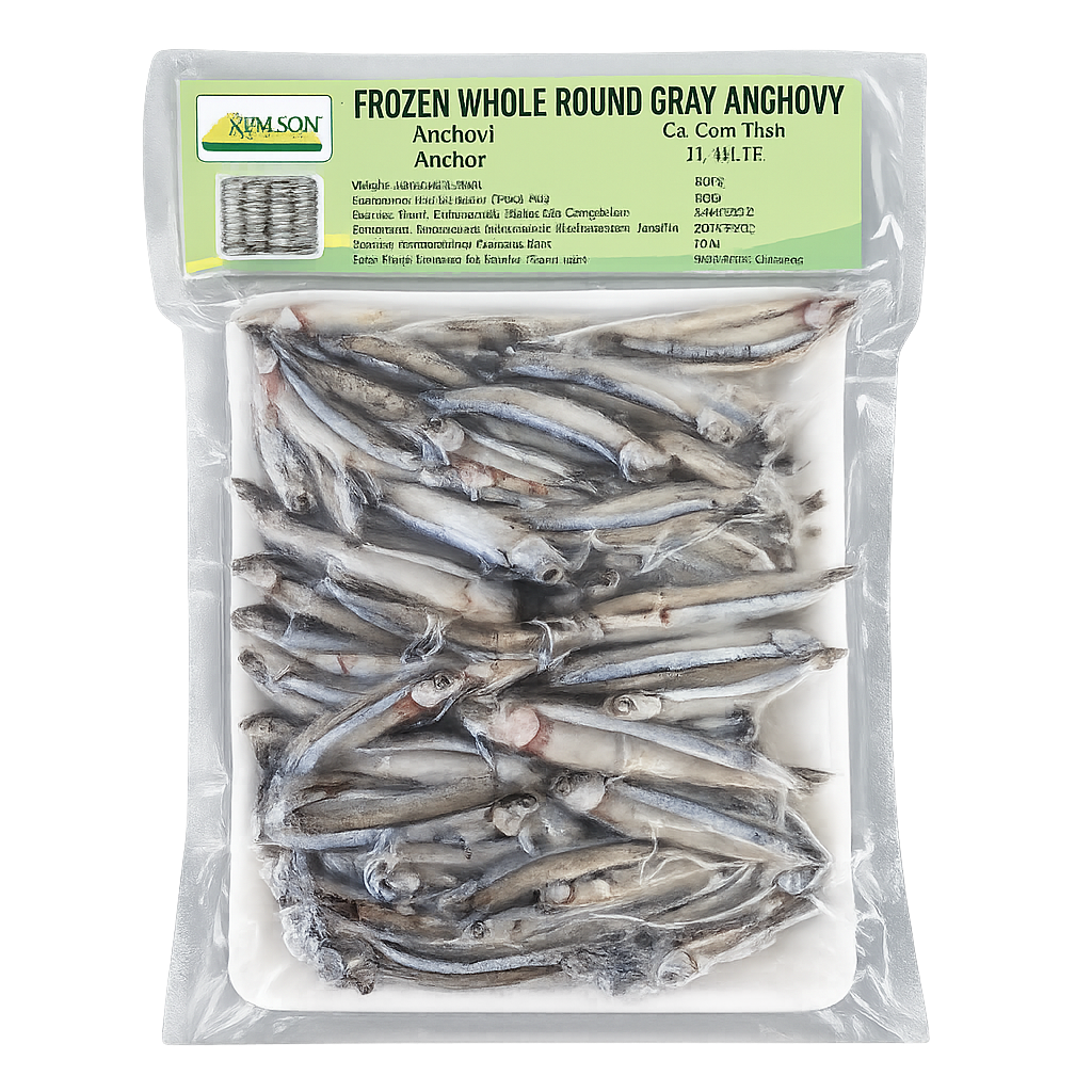 Frozen Whole Round Gray Anchovy -ปลากะตักทั้งตัวแช่แข็ง 450g